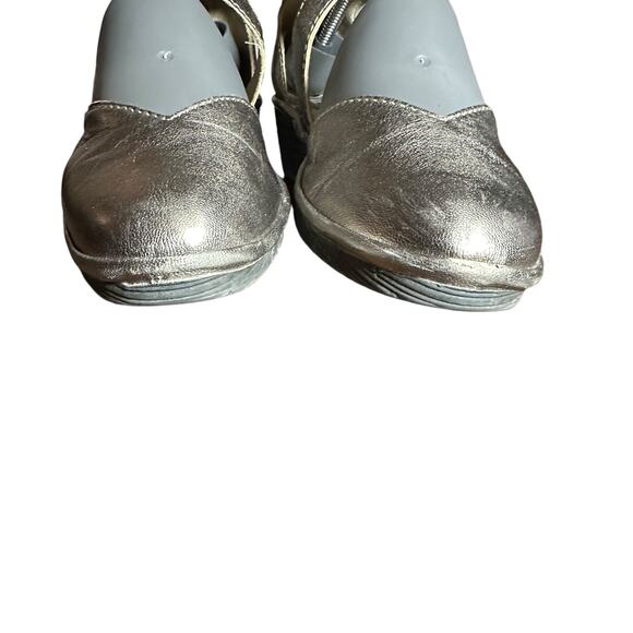Fly London Piat Sandal sz 37 US 6.5 platform Wedge heel silver metallic leather - Picture 4 of 13